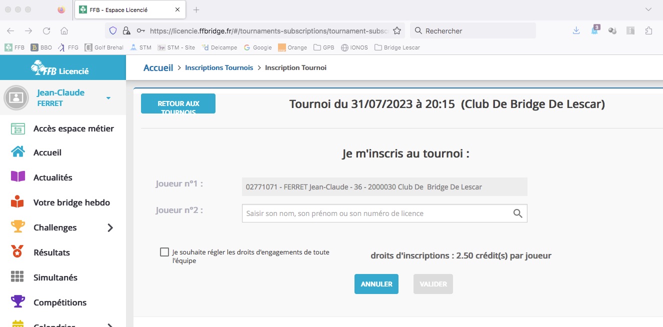 Inscription Tournoi 4